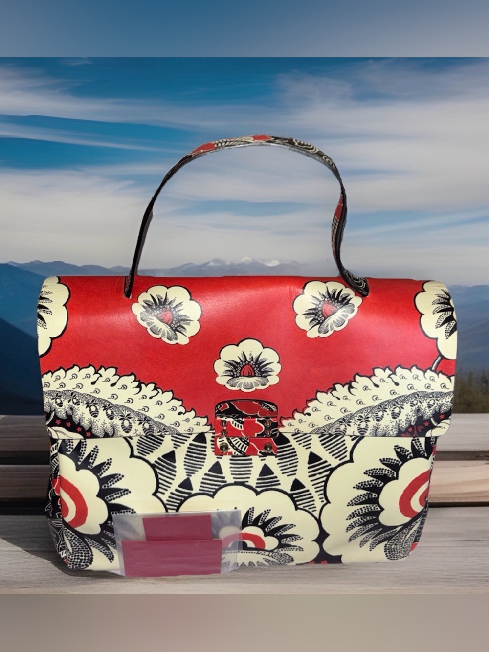 Valentino Graveni Limited Edition Floral Top-Handle Leather Bag with Dusty - Picture 15 of 15